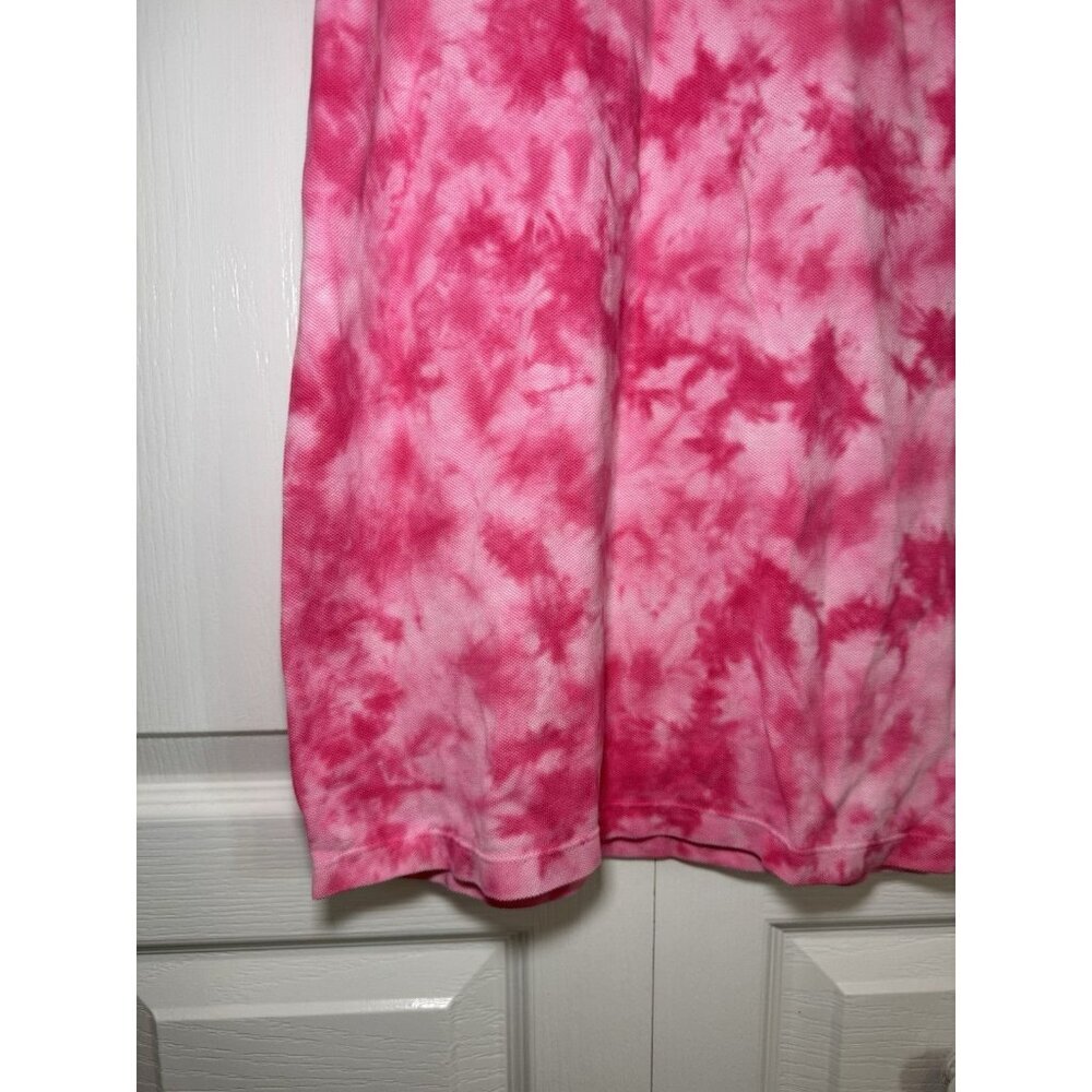 Tommy Hilfiger Pink Tie Dye Polo Dress Lace Up Cotton Size Medium NWT - Picture 3 of 11
